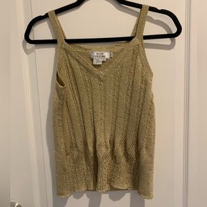 Ziani Couture Size Large Gold Tank Top Christmas/Holidays VNeck Spaghetti Casual